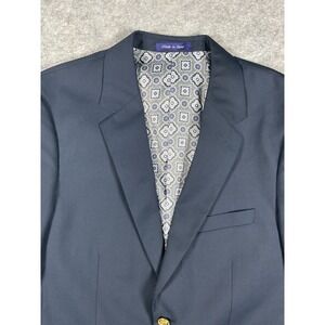 Alan Flusser Navy Blue Blazer Gold Buttons Lined Men's 38R